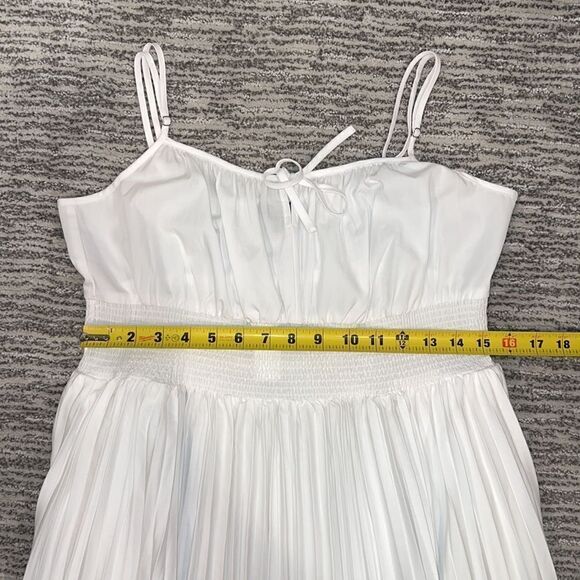 NWT J.Crew Smocked Waist Pleated Dress White Size 14 - Picture 9 of 15